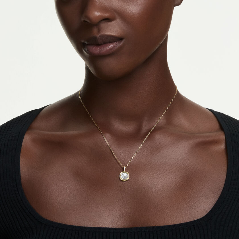 swarovski قلادة una angelic، قطع الوسادة، لون أبيض، لمسة نهائية من الذهب عيار 18 قيراط