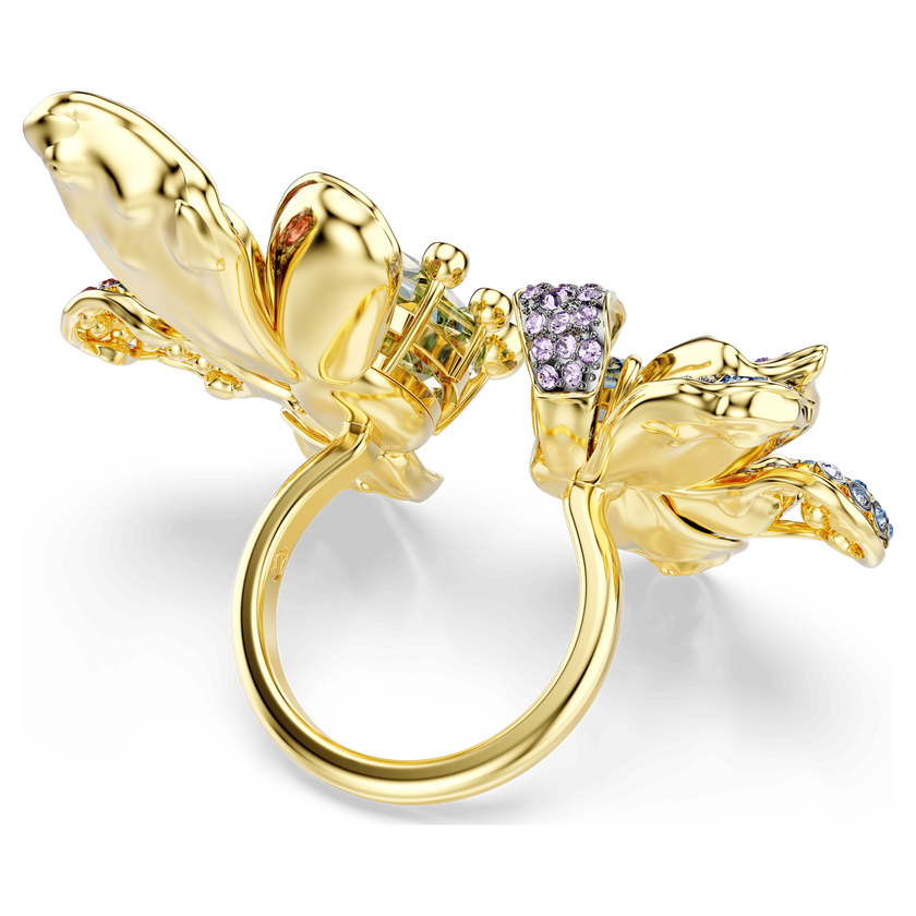 swarovski خاتم idyllia، قطع متنوع، كريستالات مُتراصَّة، شكل زهرة، ألوان متعددة، لمسة نهائية من معادن مختلطة