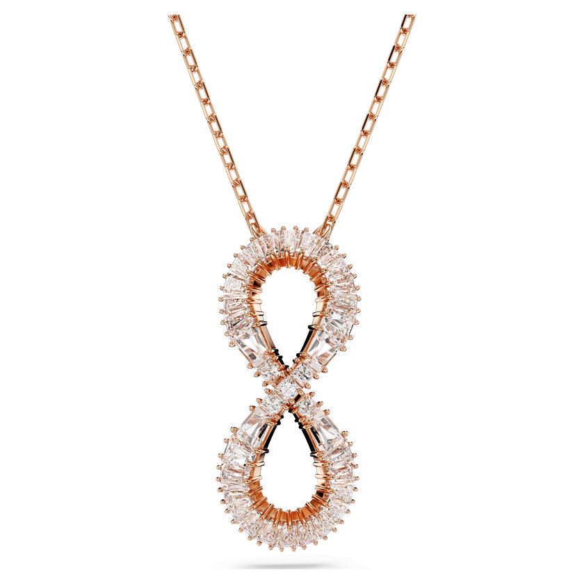 swarovski قلادة hyperbola، شكل إنفينيتي، لون أبيض، طلاء ذهبي وردي