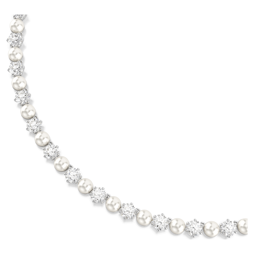 swarovski عقد matrix tennis، لآلئ كريستال، قطع مستدير، لون أبيض، طلاء روديوم