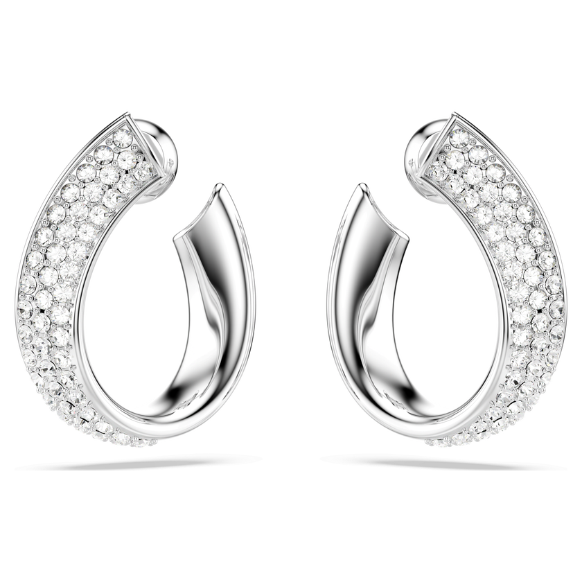 swarovski أقراط حلقية exist، صغيرة، لون أبيض، طلاء روديوم