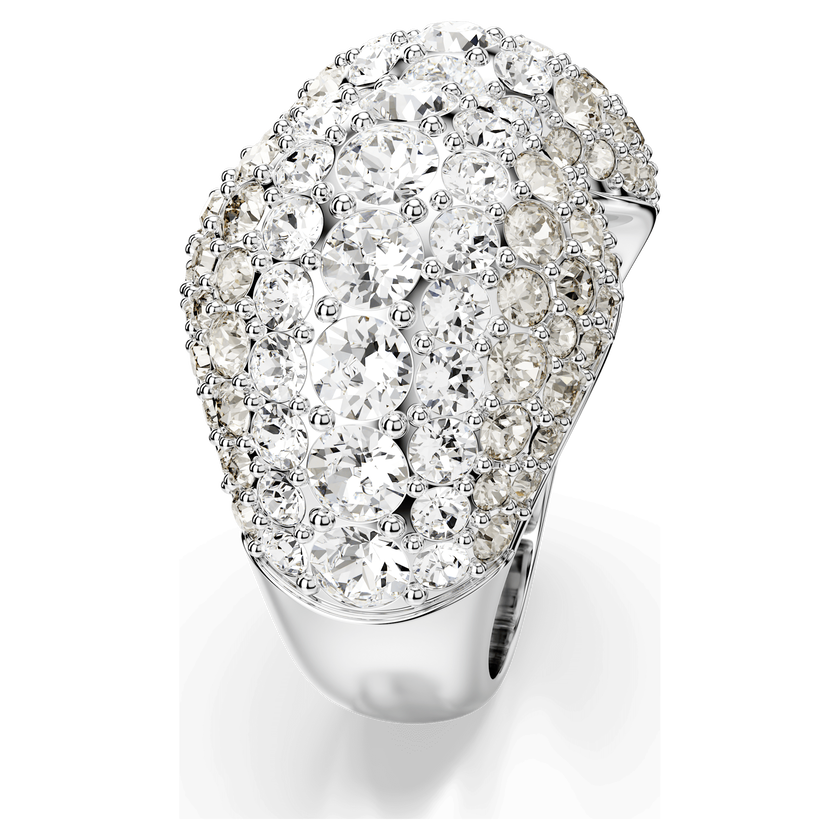 swarovski خاتم كوكتيل sublima، قطع مستدير، لون أبيض، طلاء روديوم