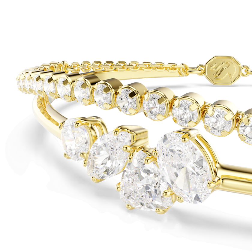 swarovski سوار mesmera، قطع متنوع، لون أبيض، لمسة نهائية من الذهب عيار 18 قيراط