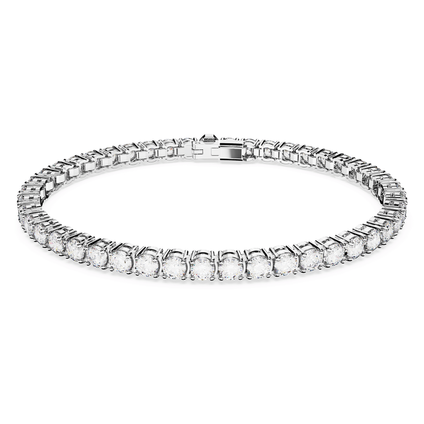 swarovski سوار matrix tennis، قطع مستدير، لون أبيض، طلاء روديوم