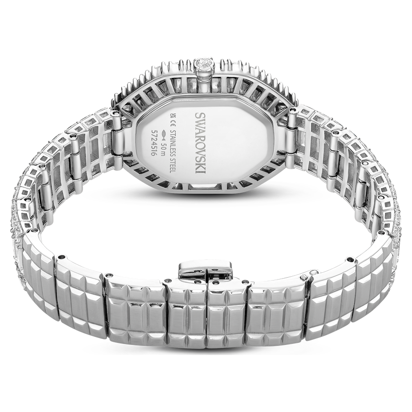swarovski ساعة يد matrix octagon، قطع باغيت، سوار معدني، لون فضي، ستانلس ستيل