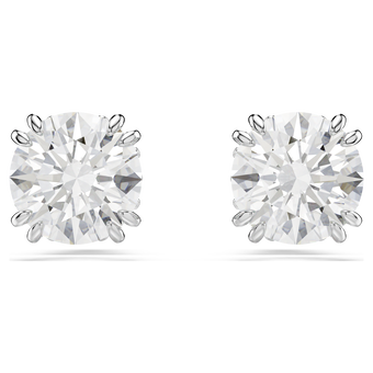 swarovski أقراط دبوسية stilla، قطع مُستدير، لون أبيض، طلاء روديوم
