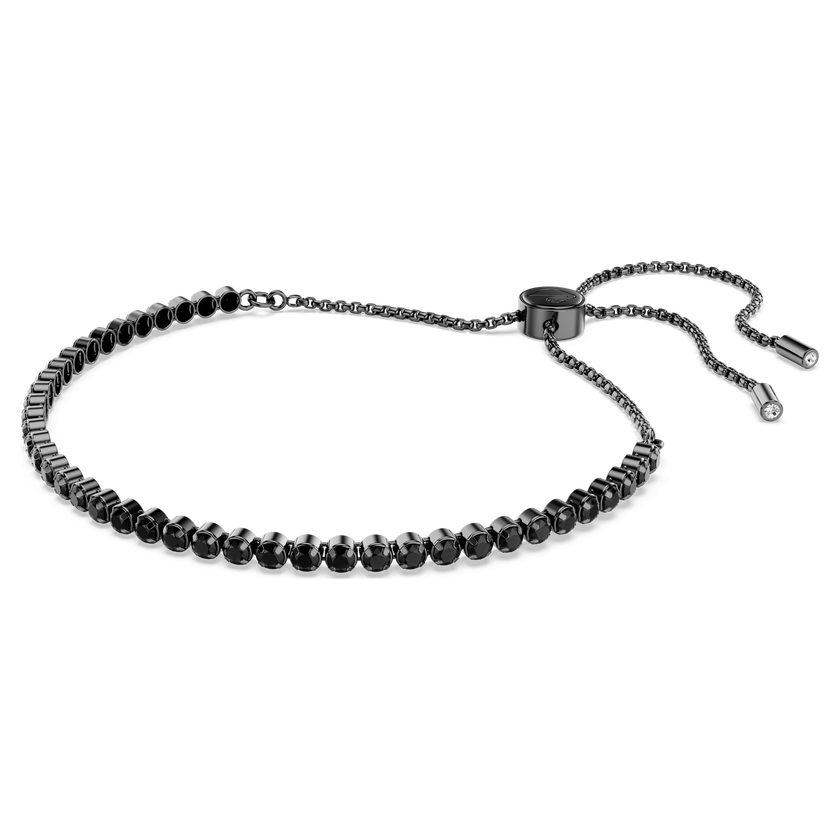 swarovski سوار matrix tennis، قطع مستدير متنوع، لون أسود، طلاء روثينيوم