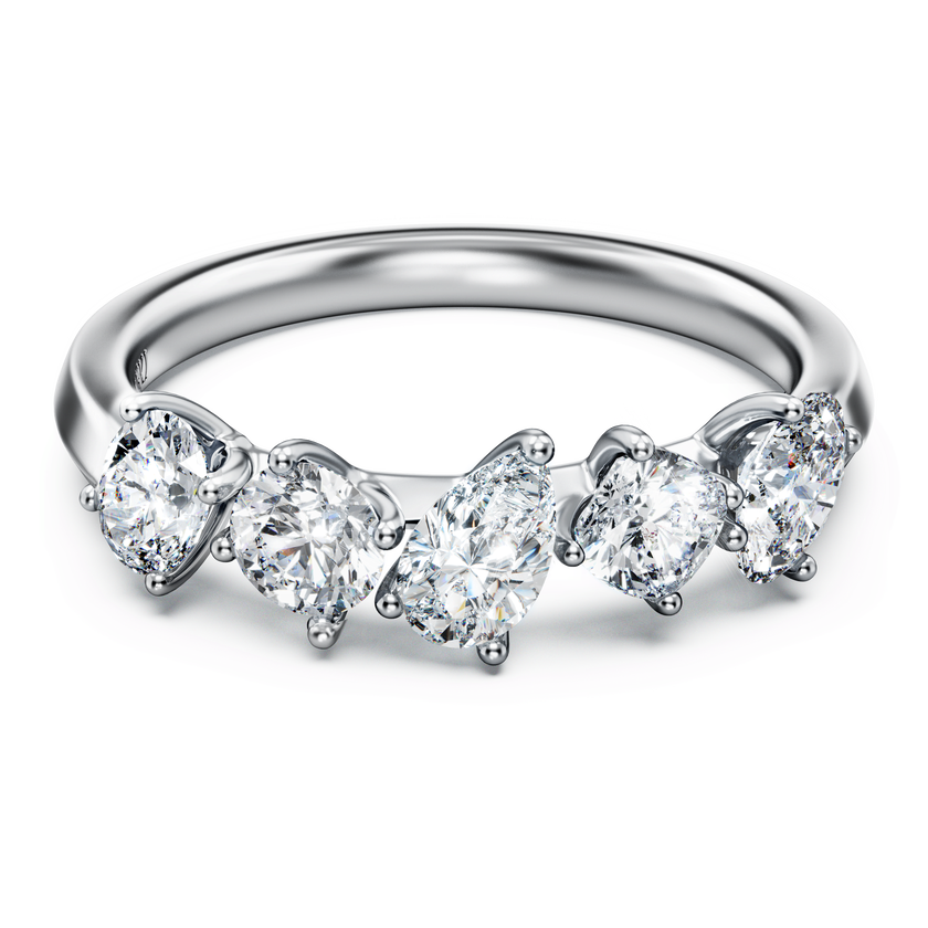 swarovski خاتم galaxy، أحجار ألماس مُصنعة في المختبر بإجمالي 1 قيراط، أشكال مختلطة، ذهب أبيض عيار 18