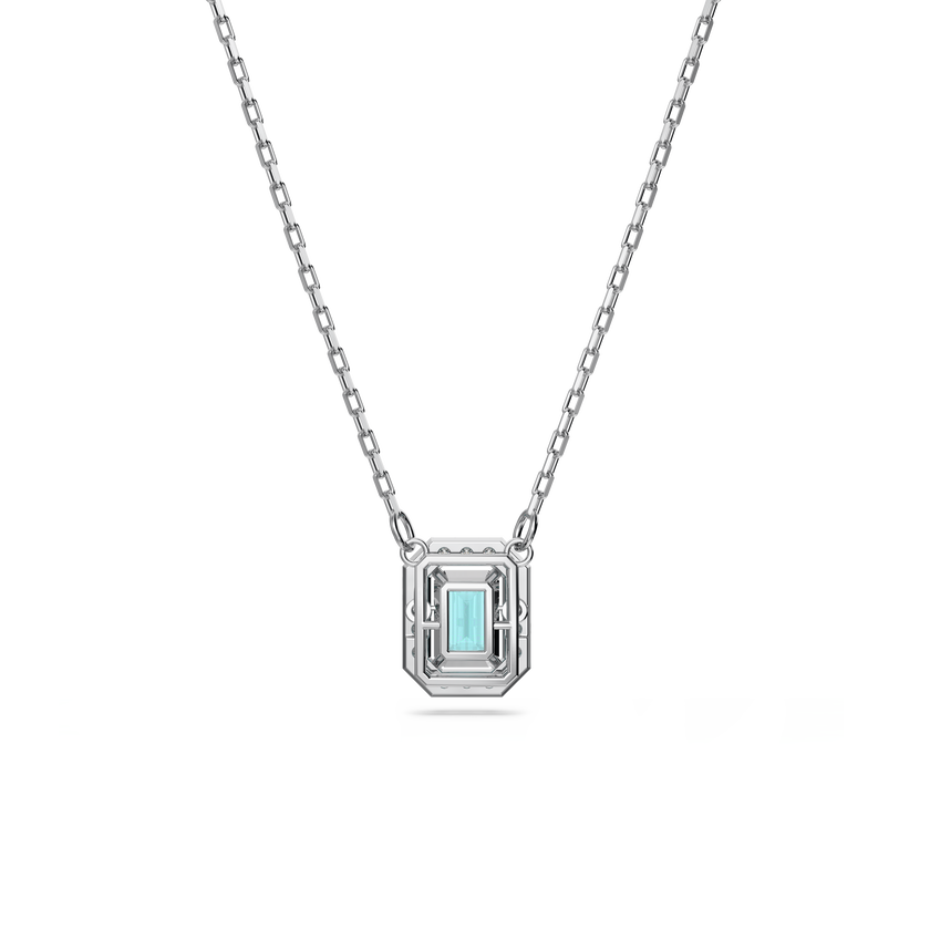 swarovski قلادة millenia، مزدانة بكريستالات مثمنة، لون أزرق، طلاء روديوم