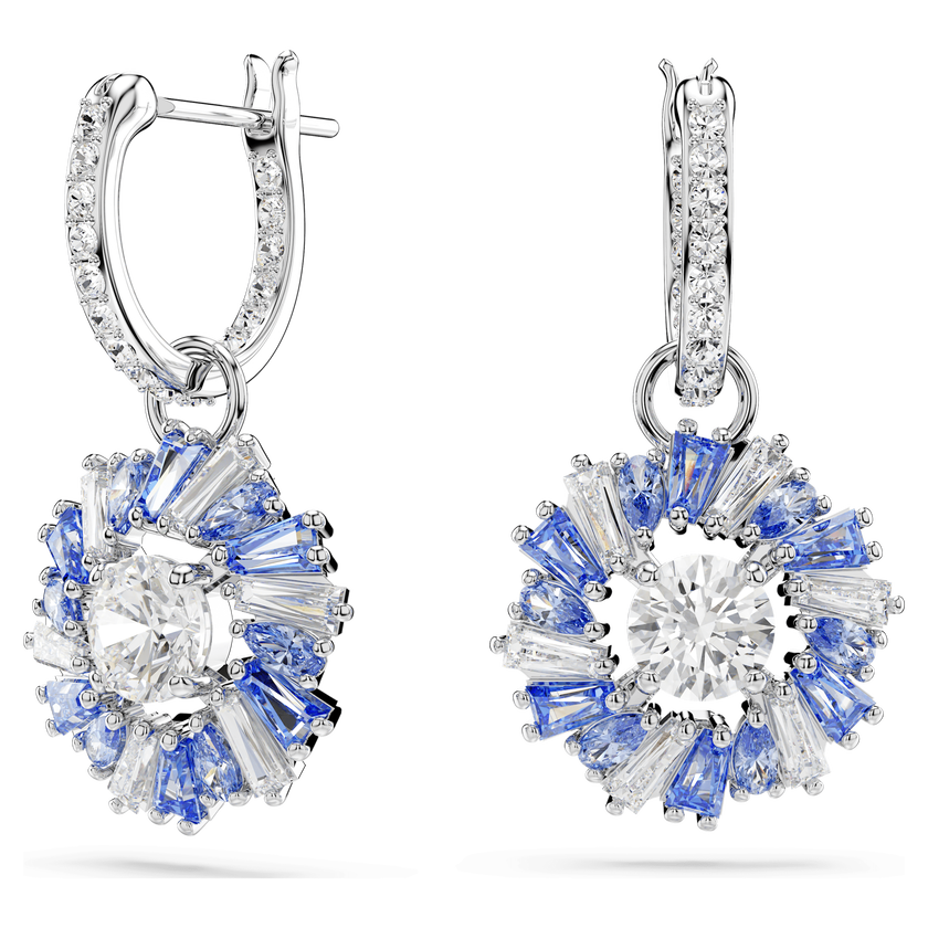 swarovski أقراط متدلية idyllia، على شكل زهرة، لون أزرق، طلاء روديوم