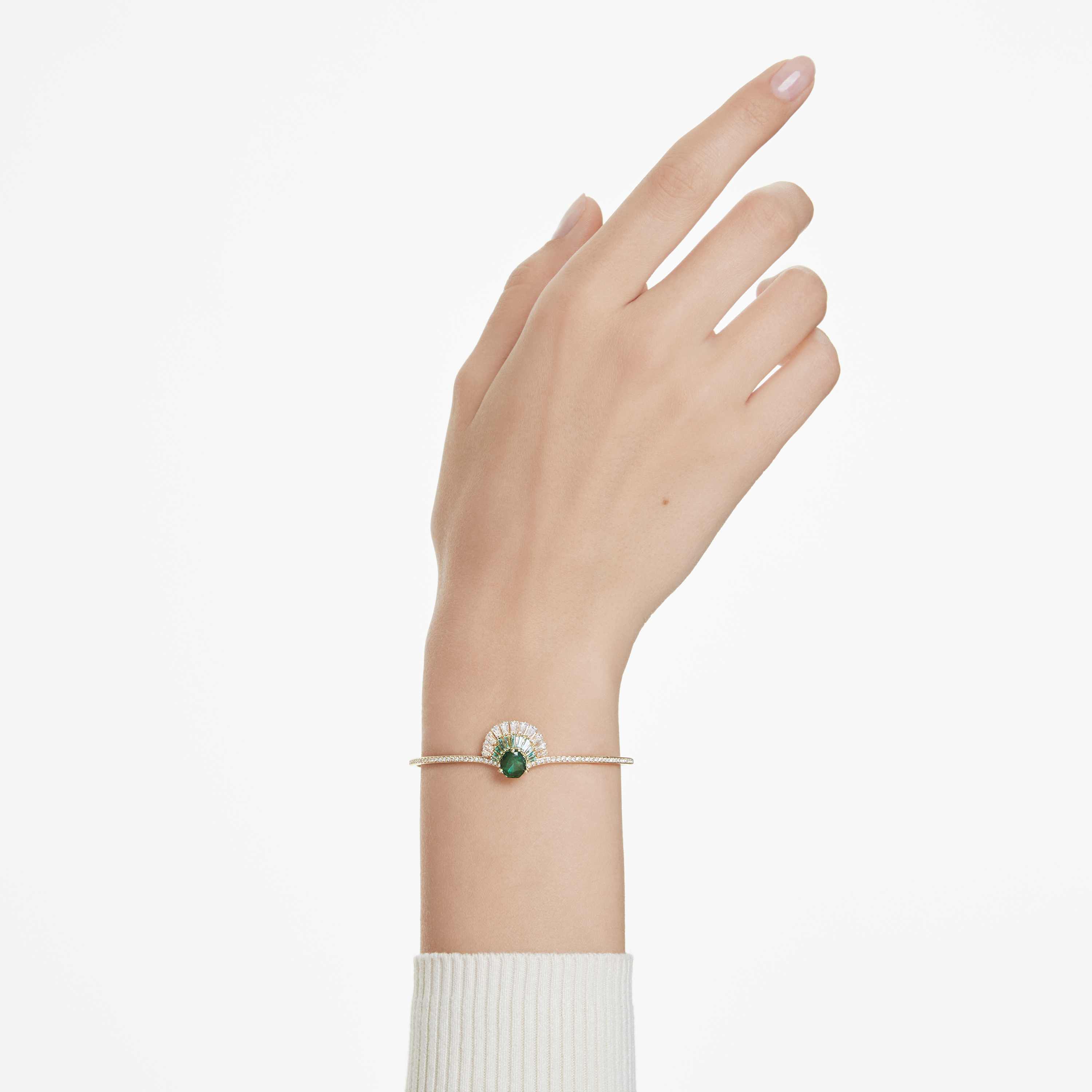 swarovski سوار idyllia، قطع متنوع، شكل صدفة، لون أخضر، طلاء باللون الذهبي