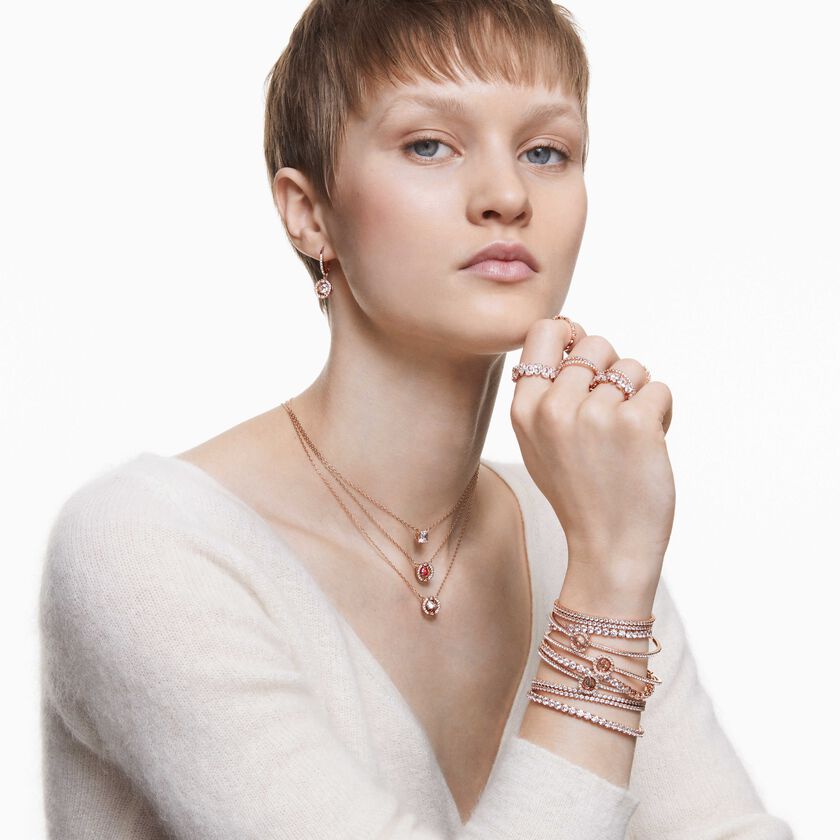 swarovski خاتم matrix vittore، قطع ماركيز،  لون أبيض،  طلاء ذهبي وردي