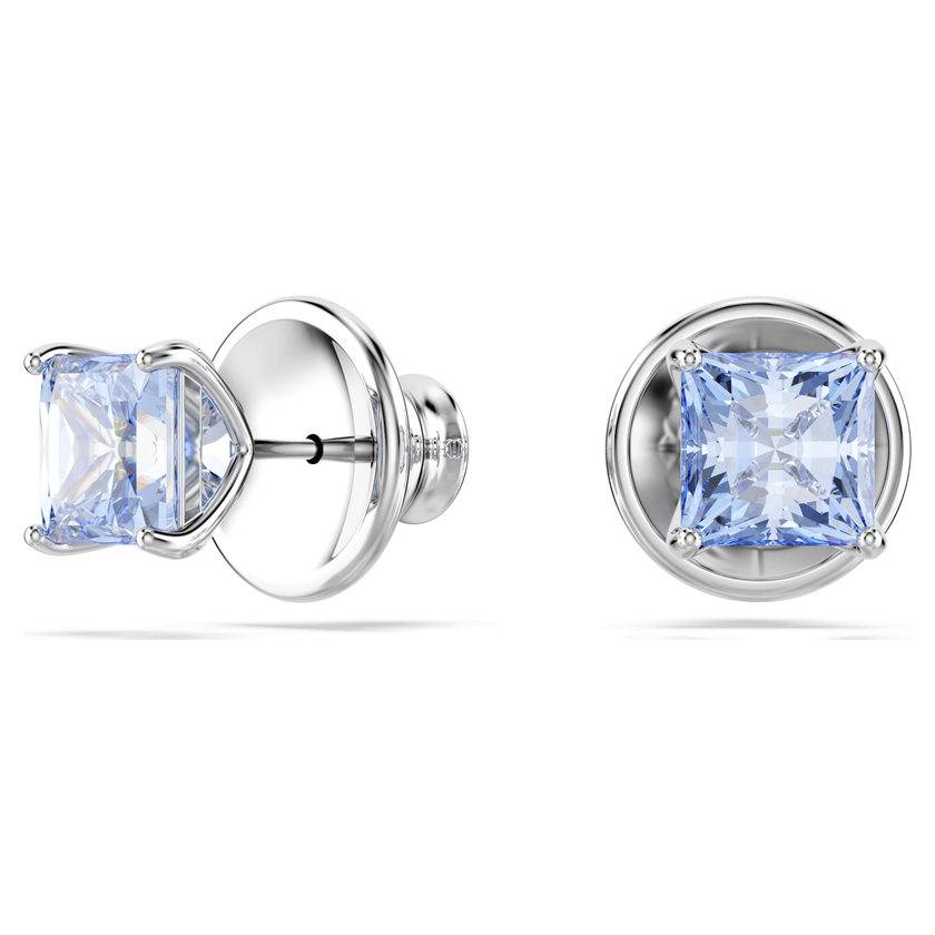 swarovski أقراط دبوسية matrix، قطع مربع، لون أزرق، طلاء روديوم