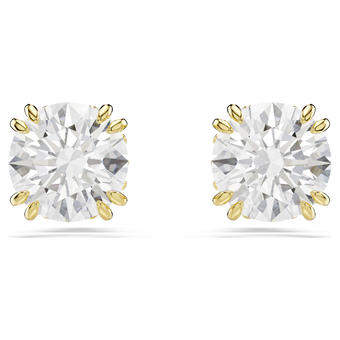 swarovski أقراط دبوسية stilla، قطع مُستدير، لون أبيض، لمسة نهائية من الذهب عيار 18 قيراط