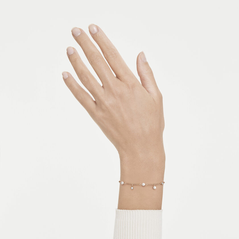 swarovski سوار imber، لؤلؤ كريستالي، قطع مُستدير، لون أبيض، لمسة نهائية من الذهب الوردي عيار 18 قيراط