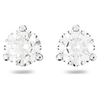 swarovski أقراط solitaire للأذن المثقوبة، لون أبيض، طلاء روديوم