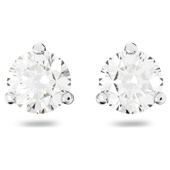 swarovski أقراط solitaire للأذن المثقوبة، لون أبيض، طلاء روديوم