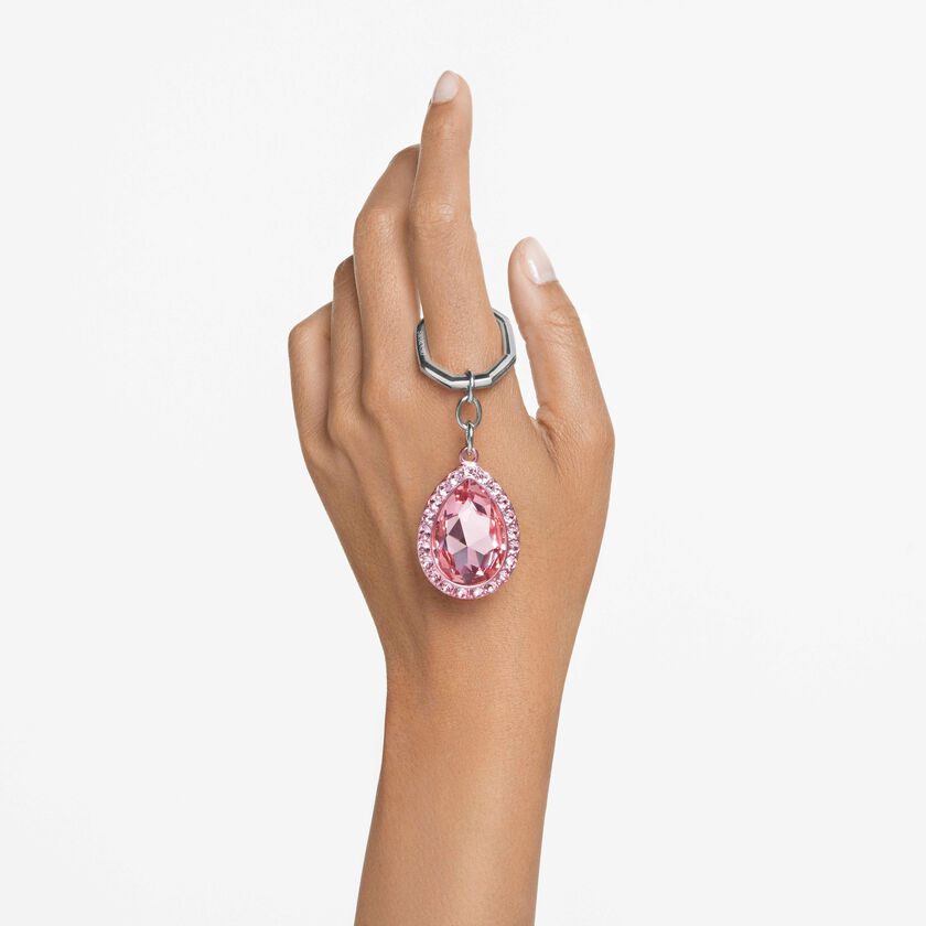 swarovski حلقة مفاتيح، على شكل كمثرى، لون وردي