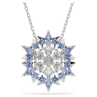 swarovski قلادة وبروش magic، شكل ندفة ثلج، لون أزرق، طلاء روديوم