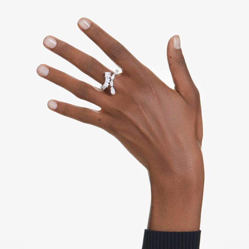 swarovski خاتم matrix، قطع متنوع، لون أبيض، طلاء روديوم