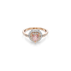 swarovski خاتم موتيف one، قطع على شكل قلب، أحجار كريستال صغيرة متراصة، شكل قلب، لون وردي، لمسة نهائية من معادن مختلطة