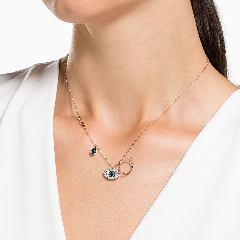swarovski قلادة symbolica، على شكل عين، لون أزرق، طلاء مختلط