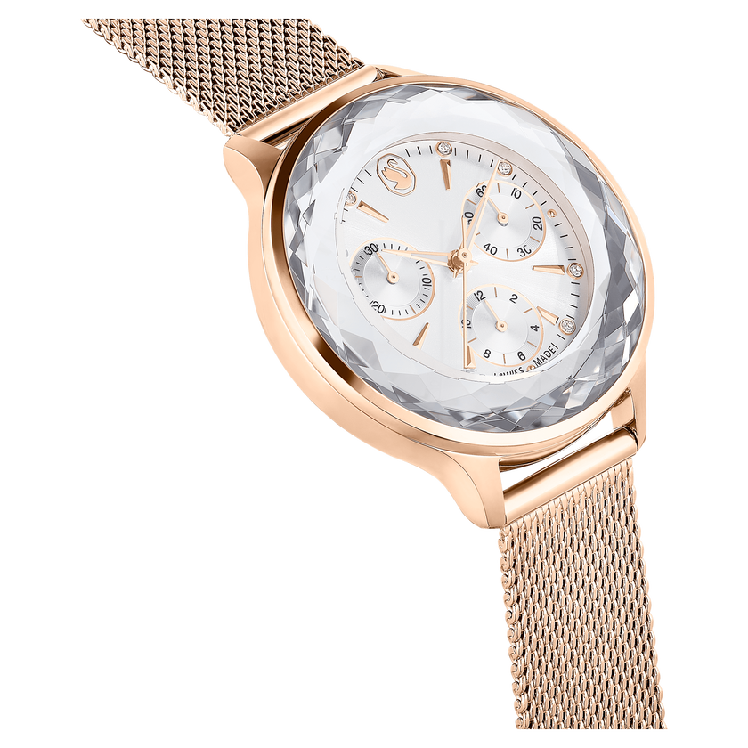 swarovski ساعة nova chrono، صناعة سويسرية، سوار معدني، لون ذهبي وردي، لمسة نهائية بلون ذهبي وردي
