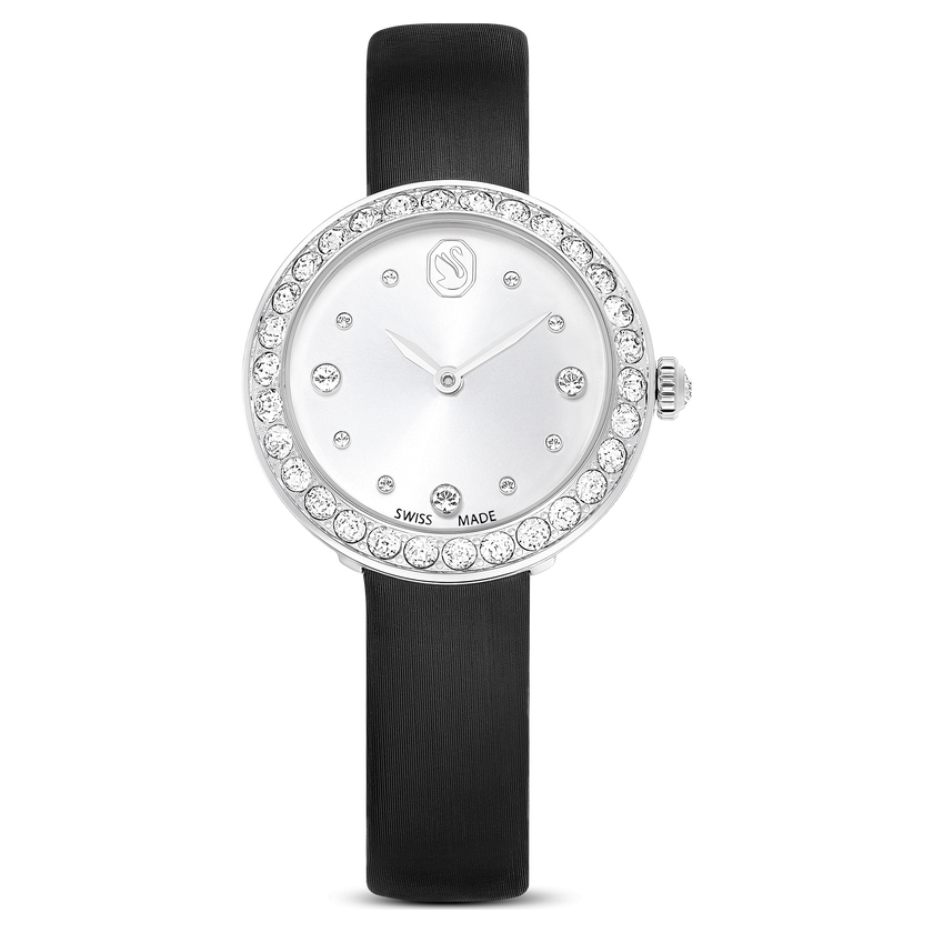 swarovski ساعة matrix tennis، صناعة سويسرية، سوار جلد، لون أسود، ستانلس ستيل