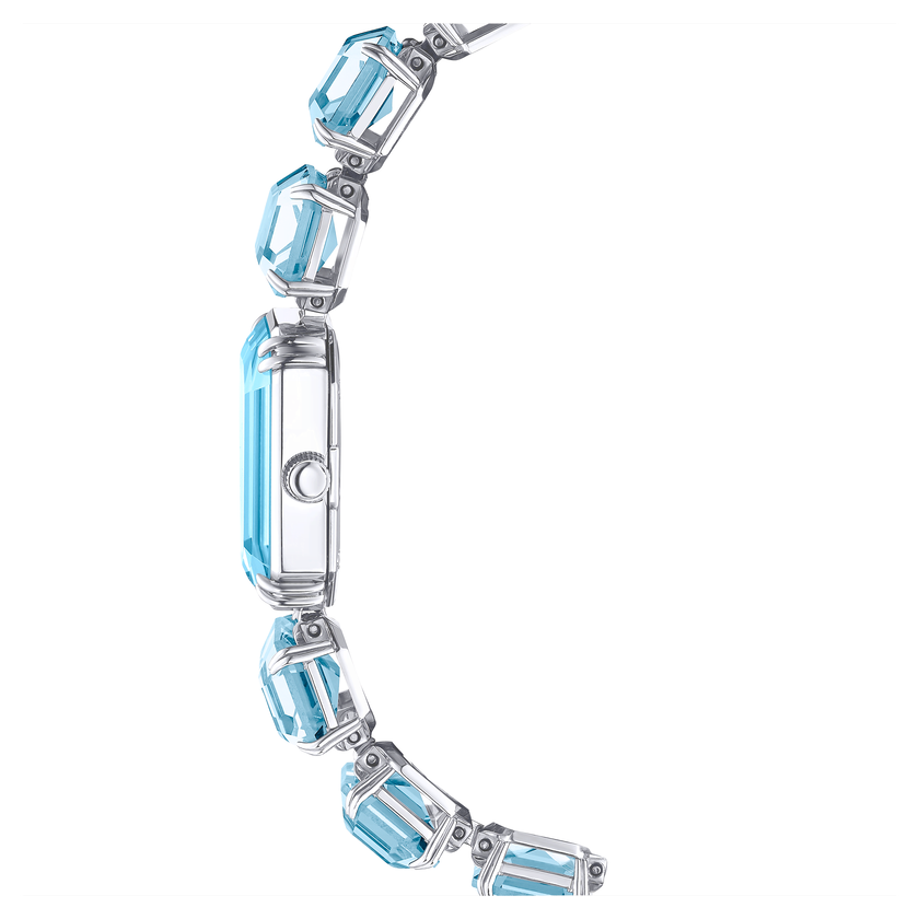 swarovski ساعة، سوار قطع مُثَمَّن، لون أزرق، ستانلس ستيل