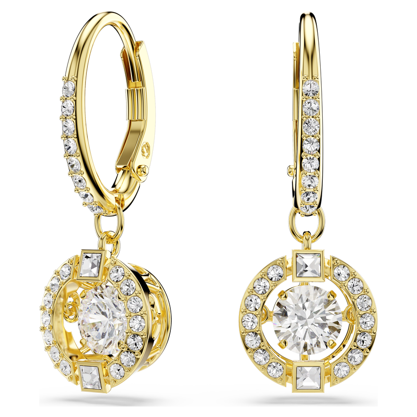 swarovski أقراط متدلية una angelic، قطع مستدير، لون أبيض، لمسة نهائية من الذهب عيار 18 قيراط