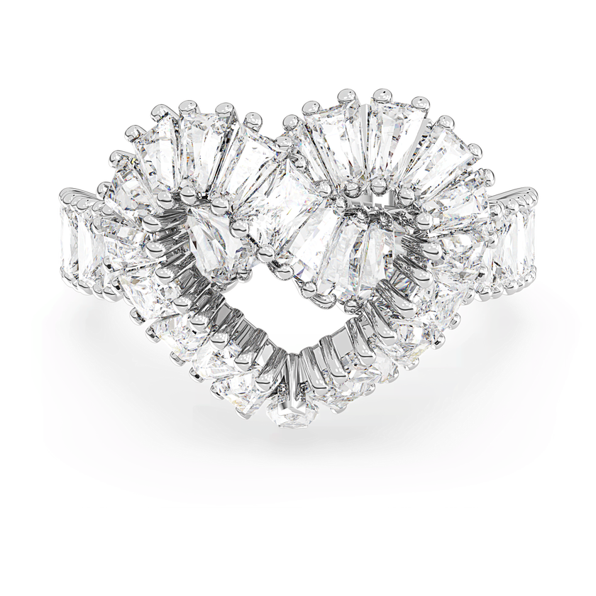 swarovski خاتم matrix كوكتيل، قطع متنوع، على شكل قلب، لون أبيض، طلاء روديوم