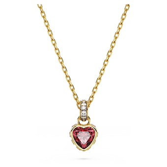 swarovski قلادة chroma، على شكل قلب، لون أحمر، طلاء بلون ذهبي