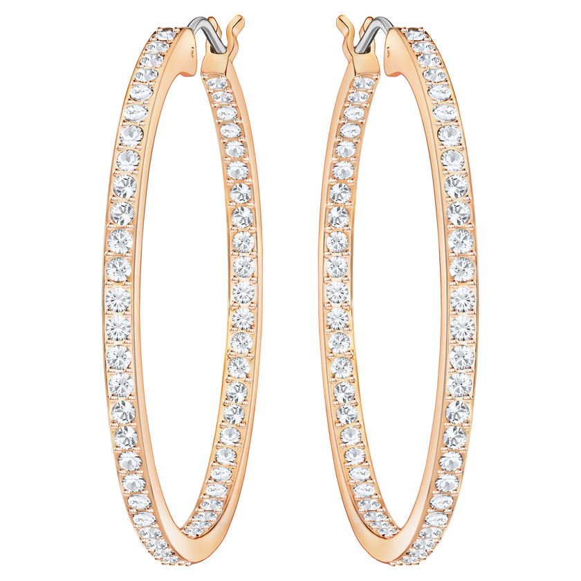 swarovski أقراط حلقية sommerset، لون أبيض، طلاء باللون الذهبي الوردي