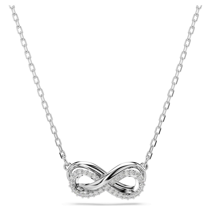 swarovski قلادة hyperbola، كريستالات صغيرة مُتراصَّة، شكل إنفينيتي، لون أبيض، طلاء روديوم