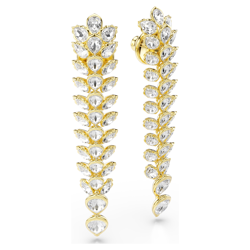 swarovski أقراط متدلية idyllia، قطع متنوع، تصميم طويل، لون أبيض، طلاء باللون الذهبي