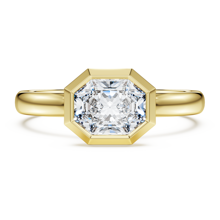swarovski octagon bezel ring  lab grown diamonds 1 0 ct tw  octagon shape  18k yellow gold