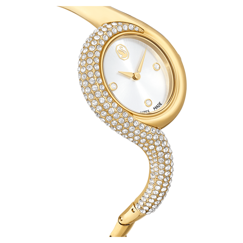 swarovski ساعة يد غير متماثلة dextera، صناعة سويسرية، سوار معدني، لون ذهبي، لمسة نهائية باللون الذهبي