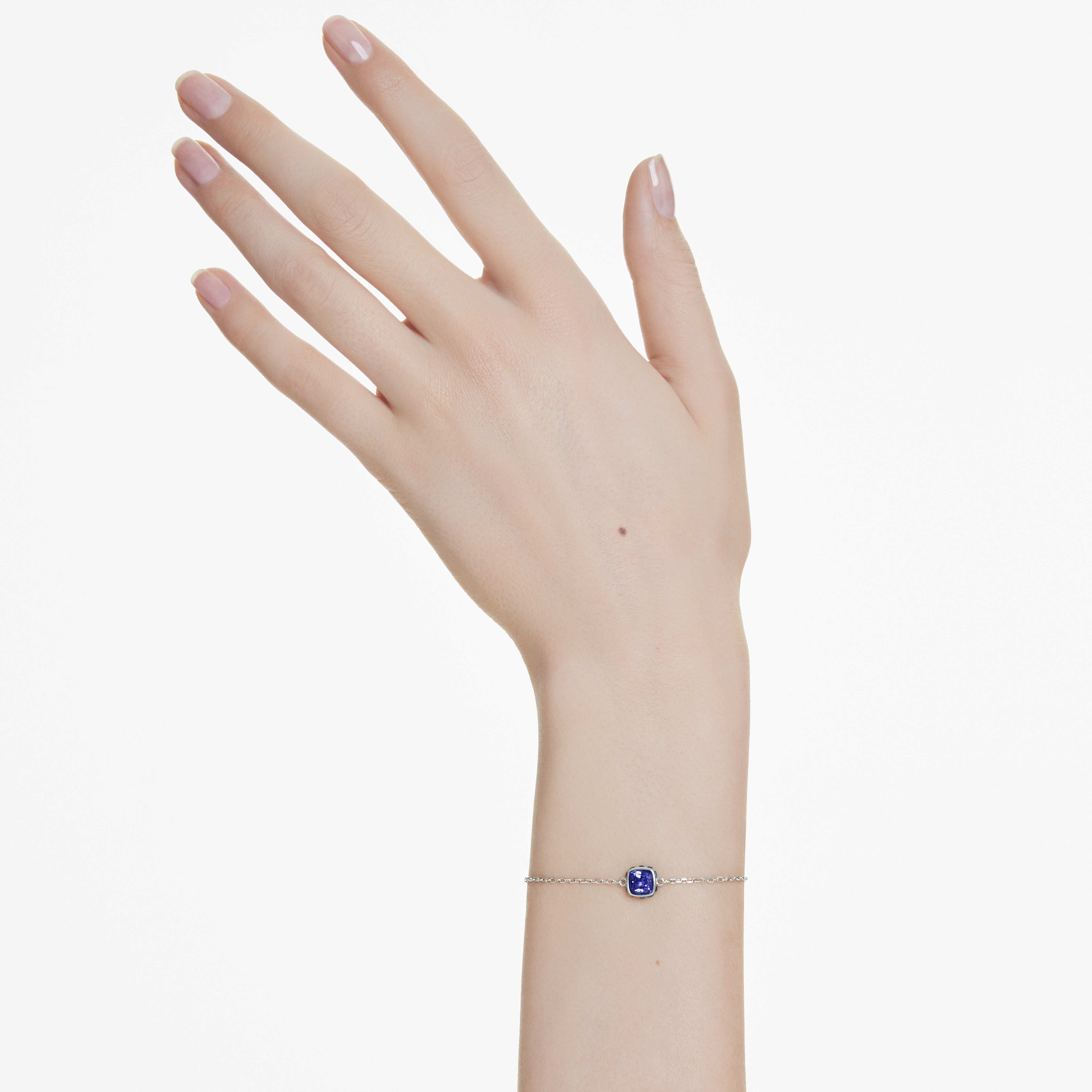 swarovski قلادة birthstone، قطع مربع، september، لون أزرق، طلاء روديوم