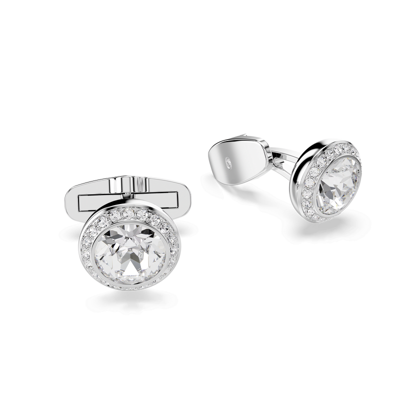 swarovski أزرار أكمام una angelic، قطع مُستدير، لون أبيض، طلاء روديوم