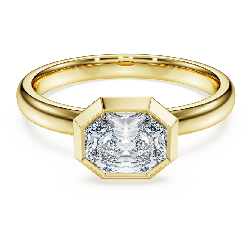 swarovski octagon bezel ring  lab grown diamonds 1 0 ct tw  octagon shape  18k yellow gold