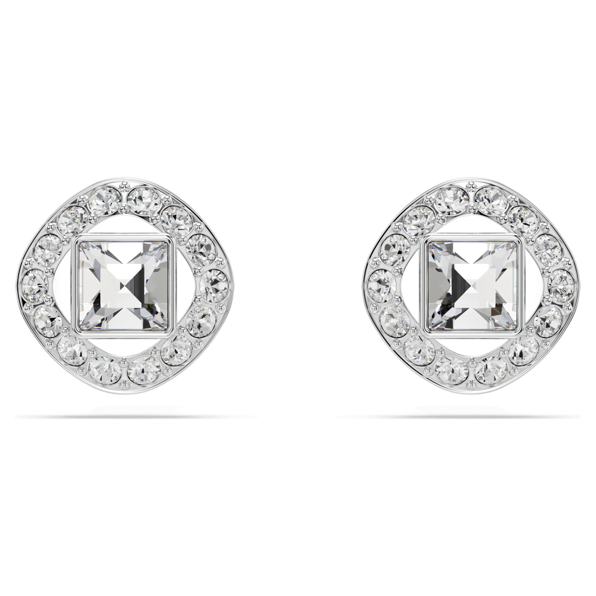 swarovski أقراط دبوسية una angelic، قطع مستدير، لون أبيض، طلاء روديوم