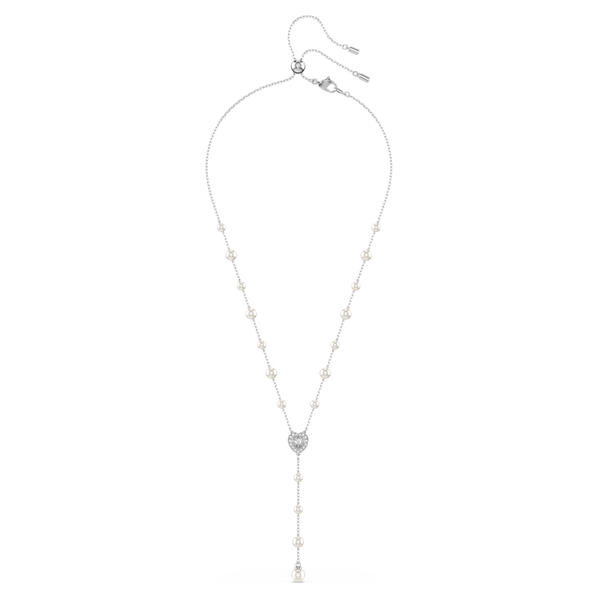 عقد على شكل y ariana grande x swarovski، قطع متنوع، شكل قلب، لون أبيض، طلاء روديوم