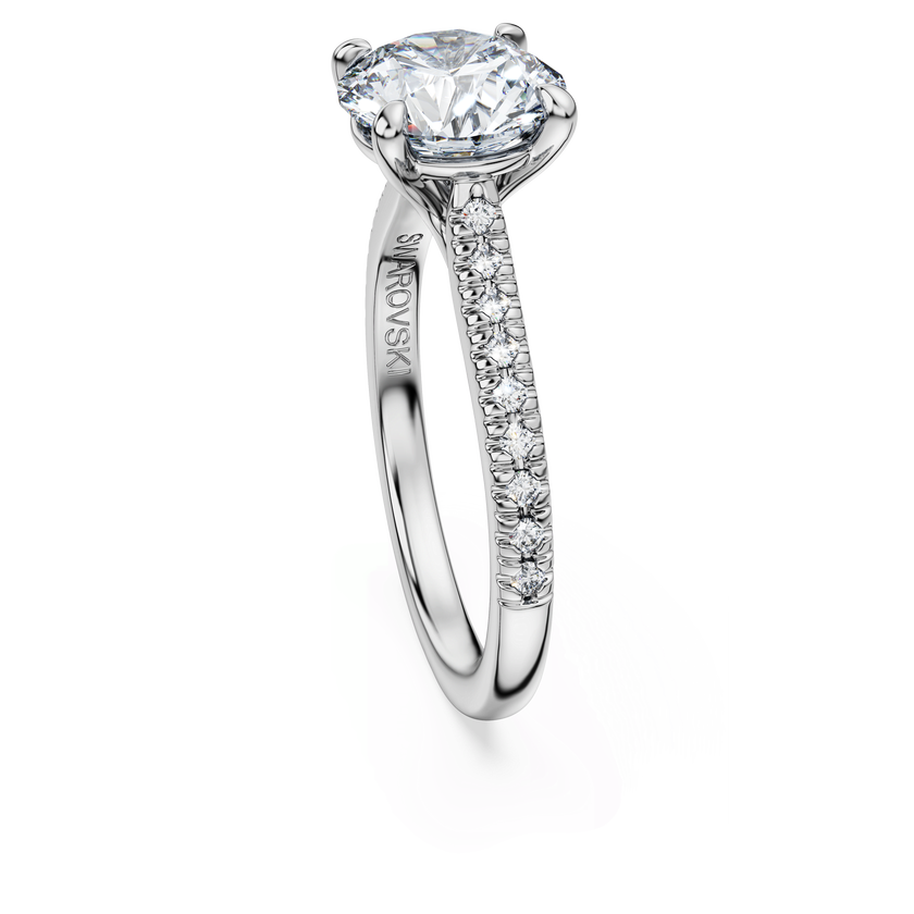 swarovski خاتم سوليتير eternity، أحجار ألماس مُصنعة في المختبر بإجمالي 2 2 قيراط، قطع مستدير، ذهب أبيض عيار 18