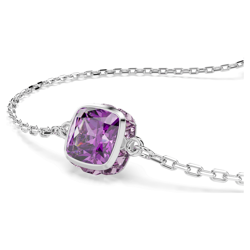 swarovski سوار birthstone، قطع مربع، february، لون أرجواني، طلاء روديوم