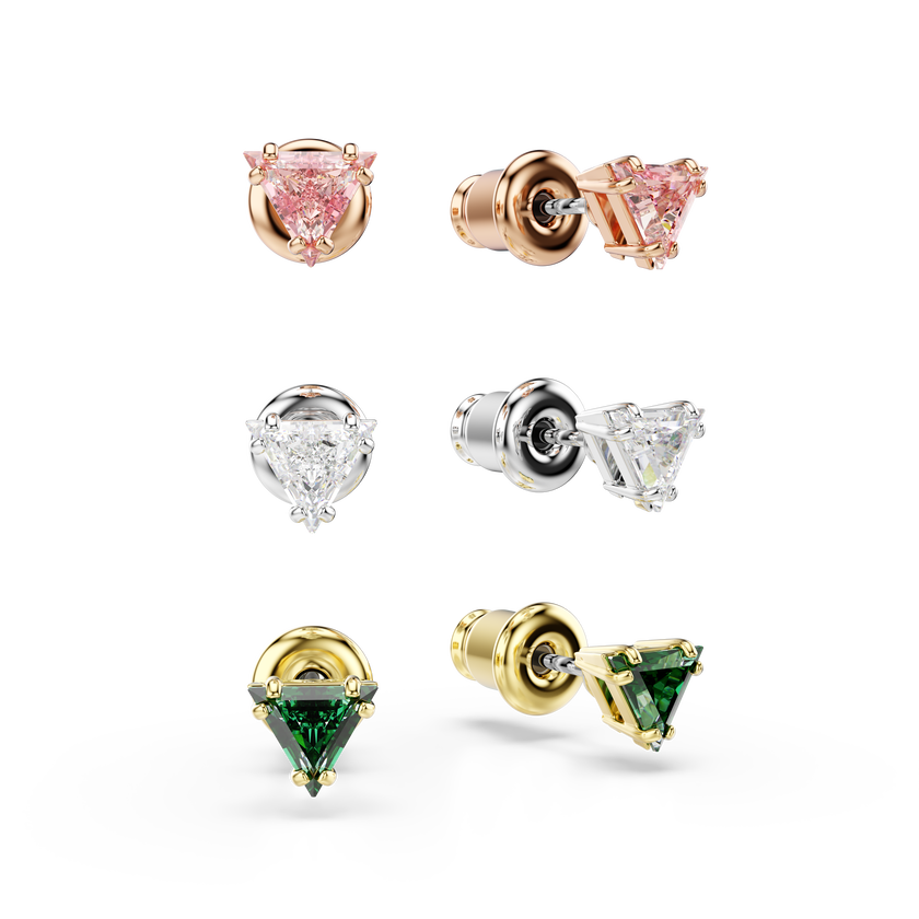 swarovski أقراط دبوسية stilla، قطع مثلث، ألوان متعددة، لمسة نهائية من معادن مختلطة