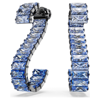 swarovski أقراط متدلية matrix، قطع باغيت، لون أزرق، طلاء روثينيوم