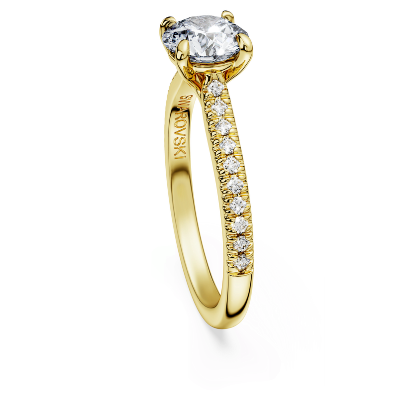 swarovski خاتم سوليتير eternity، ألماس مُصنع في المختبر بإجمالي 1 2 قيراط، شكل دائري، ذهب أصفر عيار 18