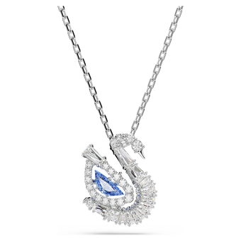 swarovski قلادة swan، قطع متنوع، شكل بجعة، لون أزرق