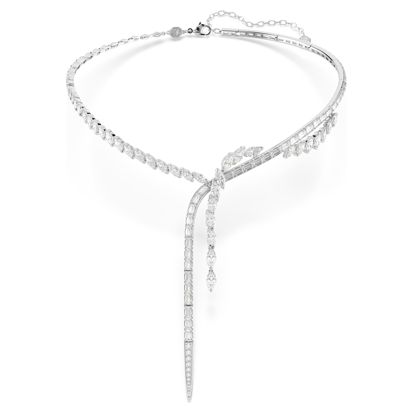 swarovski عقد mesmera على شكل حرف y، قطع متنوع، لون أبيض، طلاء روديوم