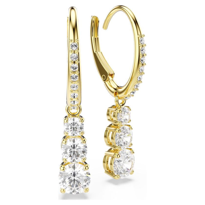 swarovski أقراط حلقية stilla attract، قطع مستدير، لون أبيض، طلاء باللون الذهبي